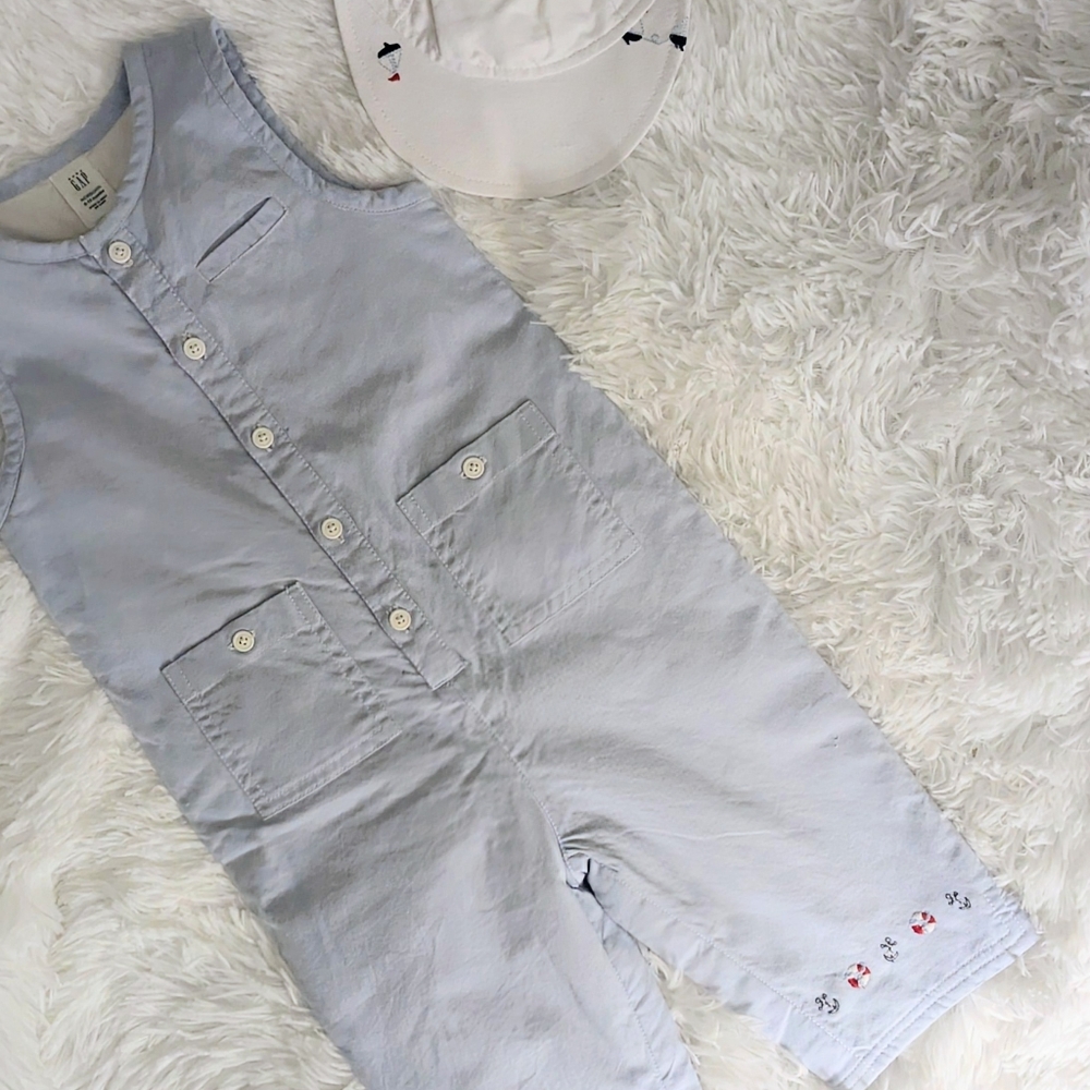 ⚓ GAP Kids Nautical Embroidered Romper - Blue ⚓